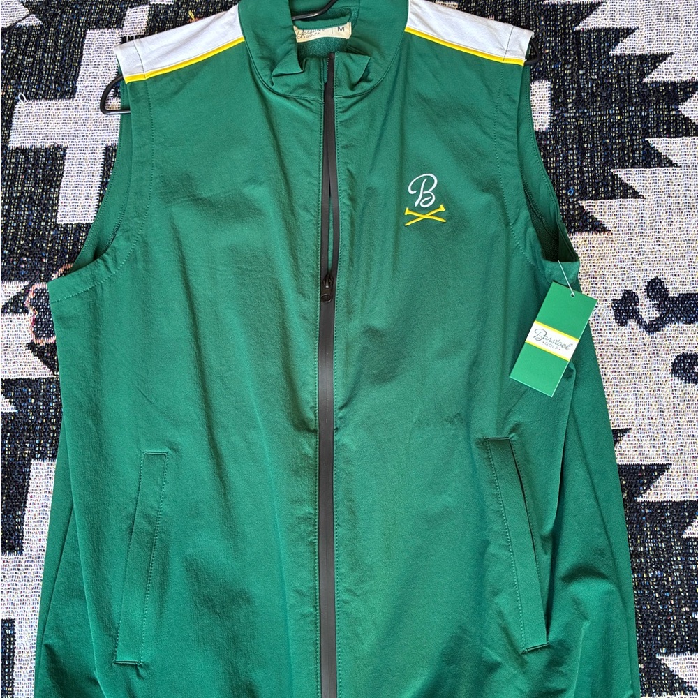 Barstool Sports- Green Quarter-Zip Nylon Vest.